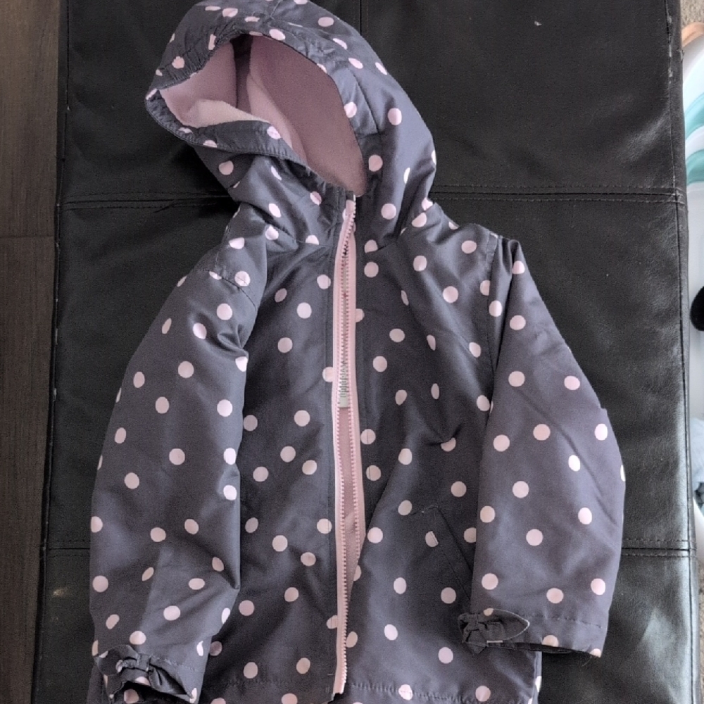 Carter's Pink and Gray Polka Dot Hooded Jacket